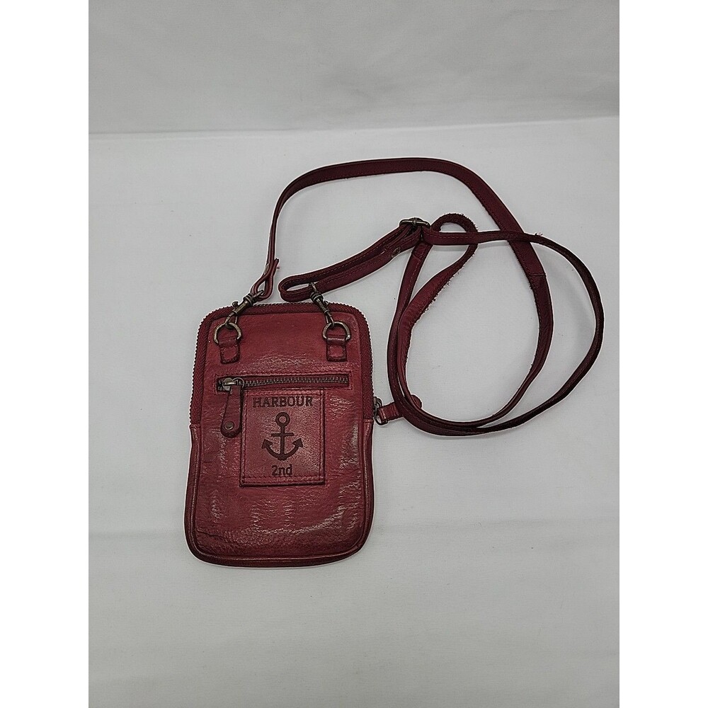 Harbour 2nd Genuine Leather Wallet Phone Crossbody bag Wine Red 6.5x4.5